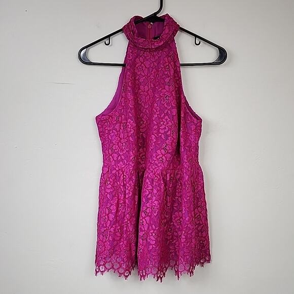 W by Worth Tops - NWT $258 Hot Pink Floral Lace Size 2 Halter Blouse